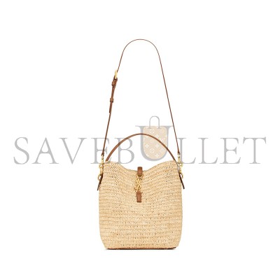 YSL LE 37 IN WOVEN RAFFIA AND VEGETABLE-TANNED LEATHER 773991GAAD72080 (20*25*16cm)